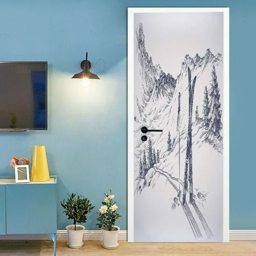 Miniatura 12 de Calcomanías 3D para puerta, murales para despegar y pegar, diseño de flores, papel tapiz para puerta, calcomanías autoadhesivas extraíbles de PVC