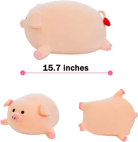 Miniatura 2 de MDXMY Almohada de peluche de cerdo de cerdo, almohada suave y gruesa para abrazar, juguetes lindos para niños y niñas (ojos redondos, 15.7 pulgadas)