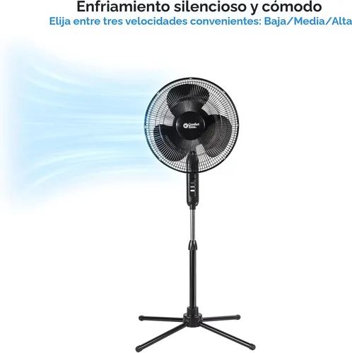 Miniatura 8 de Comfort Zone CZST161BTEBK Ventilador de pie oscilante de 16 pulgadas, opciones de 3 velocidades, cabezal oscilante de 90 grados, altura y Negro