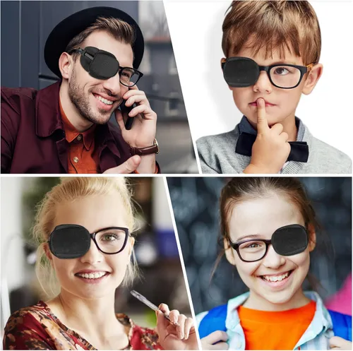 Miniatura 8 de eZAKKA Parches para ojos para adultos y niños, para ojo izquierdo y derecho, 2 piezas de parches médicos para anteojos de seda para ojo perezoso