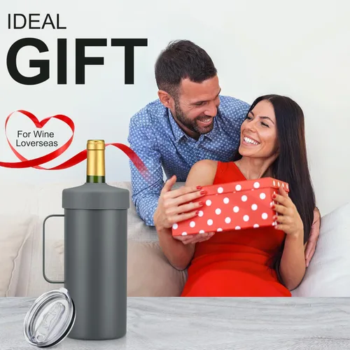 Miniatura 5 de Enfriador de vino 2 en 1, botella individual y vaso de viaje, enfriador de botella de vino de acero inoxidable de 42 onzas sin hielo, taza aislada