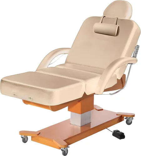 Master Massage Maxking Deluxe - Mesa fija de 4 secciones con elevador eléctrico para salón de spa, 30 pulgadas, color beige