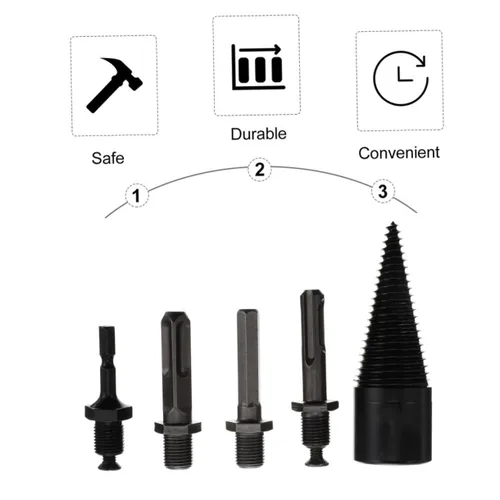 Miniatura 2 de Totority 1 Unidades - Broca divisora de madera resistente, kit de división de leña, asas para división eficiente de troncos para uso eficiente