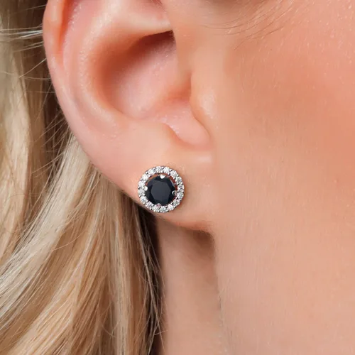 Miniatura 183 de Gem Stone King Aretes redondos de plata de ley 925 de 0.236 in con piedra natal extraíble para mujer