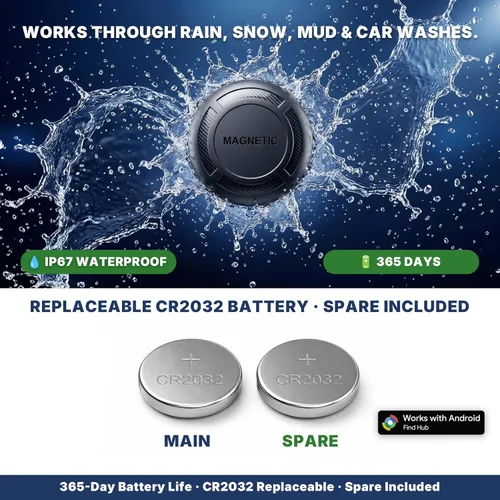 Miniatura 4 de Rastreador GPS para vehículos: rastreador GPS magnético para automóvil, sin suscripción, funciona con Google Find Hub (Find My Device), rastreador