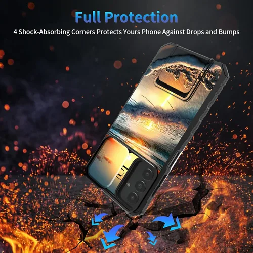 Miniatura 74 de Funda para Samsung Galaxy S22 Ultra 5G, Galaxy S22 Ultra con cubierta de cámara deslizante, funda resistente de doble capa con función atril Black