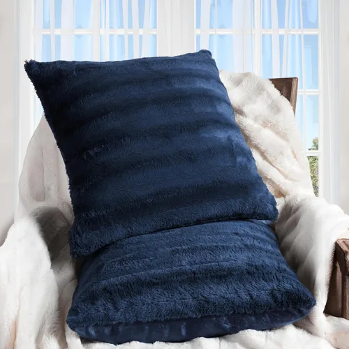 Cheer Collection Almohadas Decorativas de Piel Sintética - Almohadas Decorativas para Sofá, Almohadas Decorativas para Cama, Almohadas de Acento Azul