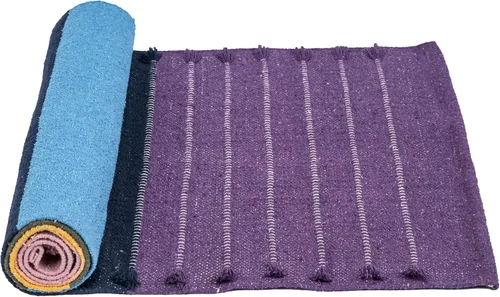 Miniatura 6 de Sivi Tapete de yoga de algodón orgánico a base de hierbas, tapete antideslizante ecológico tejido a mano, grueso y cómodo (0.945 x 2.835 x 0.197 in)