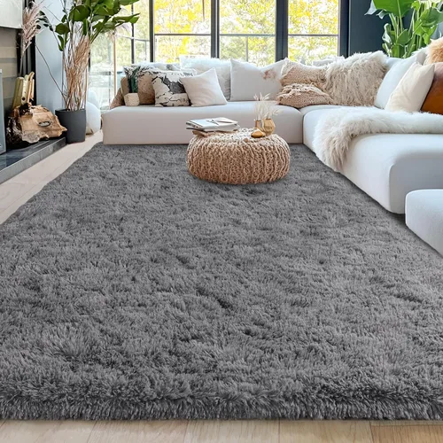 Miniatura 206 de Alfombras de área de 8x10 para sala de estar, alfombra shaggy grande ultra suave y esponjosa para dormitorio, alfombras de felpa mullida Blanco crema