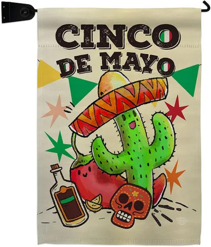 Miniatura 14 de Bandera de arpillera para jardín del Cinco de Mayo, fiesta de verano, cactus y piñata, sombrero para fiesta mexicana, pequeño regalo decorativo