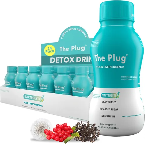 The Plug Bebida de desintoxicación y reparación de limpieza del hígado, bebida electrolítica a base de plantas para apoyo y salud hepática, alivio