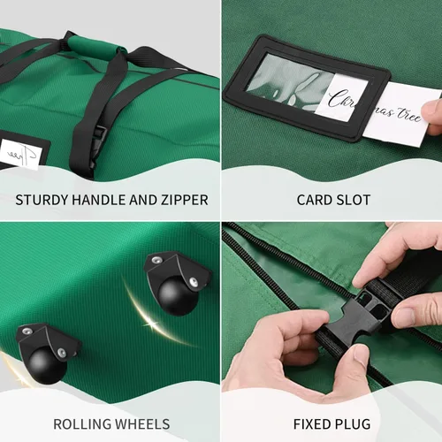 Miniatura 5 de Bolsa de almacenamiento enrollable para árbol de Navidad, se adapta a árboles artificiales desmontados de hasta 9 pies de alto. Contenedor de Verde