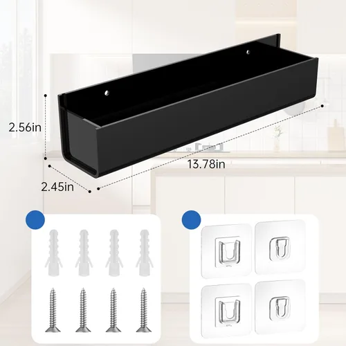 Miniatura 7 de Estante de especias para RV, organizador de especias montado en la pared, paquete de 2 estantes de almacenamiento de acrílico, montaje en puerta