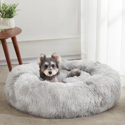 Miniatura 14 de WESTERN HOME WH Cama calmante para perros y gatos, dona acogedora anti-ansiedad, cama redonda cálida y acogedora de piel sintética, suave y azul