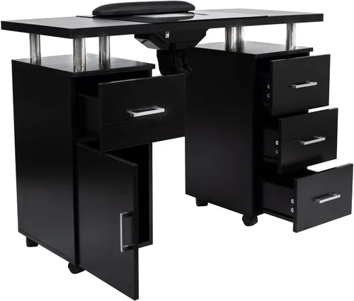 Miniatura 3 de DERMALOGIC Mesa de manicura Glass Glow Black II Salon Nail Table Salon Muebles y equipos, versión ligera