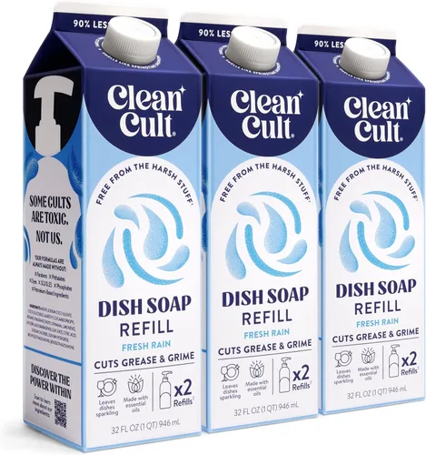 Miniatura 12 de Cleancult Repuesto líquido de jabón para platos (32 onzas, 1 unidad) – Poder de limpieza a base de plantas – Jabón para platos que corta la grasa