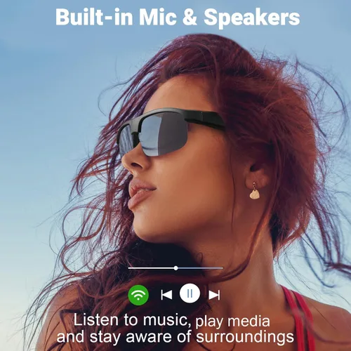 Miniatura 3 de Gafas inteligentes, gafas de sol polarizadas Bluetooth, micrófono y altavoces integrados, asistente de voz, protección UV, gafas de sol de audio