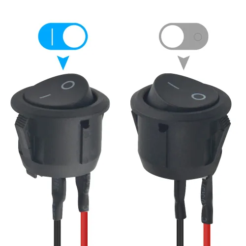Miniatura 4 de 20 interruptores basculantes redondos de encendido y apagado de 2 pines SPST para barco, AC 6A/125V 10A/250V con cable pre-soldado para automóvil