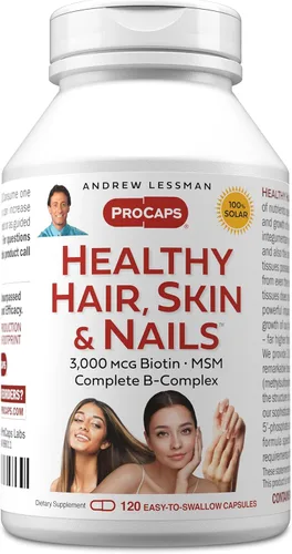 ANDREW LESSMAN Cabello saludable, piel y uñas, 120 cápsulas – 3000 mcg de biotina de alta bioactividad, complejo B. Promueve una piel hermosa, uñas