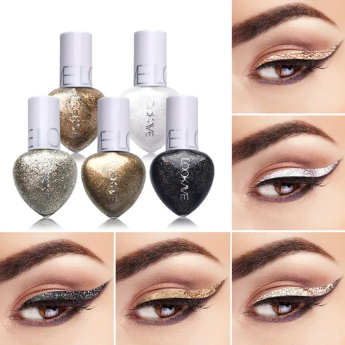 Miniatura 2 de Delineador de ojos con purpurina líquida de 5 colores, sombra de ojos de sirena de diamante brillante, impermeable, de larga duración, juego