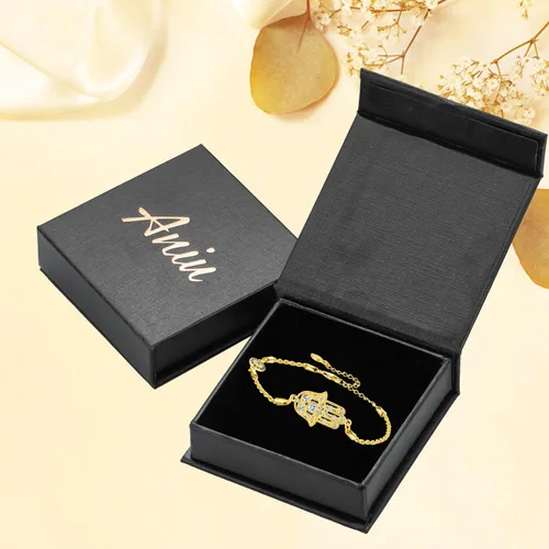 Miniatura 57 de Aniu Joyería de plata de ley 925 Hamsa de Fátima para mujer con circonita cúbica, viene con caja de regalo negra