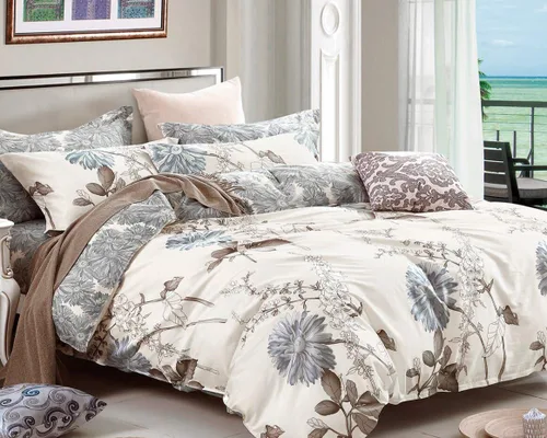 Miniatura 2 de Swanson Beddings Daisy Silhouette Juego de Cama Reversible con Estampado Floral de 3 Piezas 100% Algodón: Funda de Edredón y Dos Fundas de Almohada