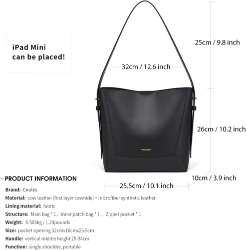 Miniatura 3 de Cnoles Bolso de mano de cuero para mujer, bolso de mano, bolso de hombro Hobo