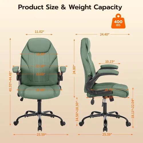 Miniatura 2 de Silla de Escritorio de Oficina, Silla Ergonómica para Computadora con Brazos Abatibles Acolchados y Soporte Lumbar Ajustable, Silla Ejecutiva