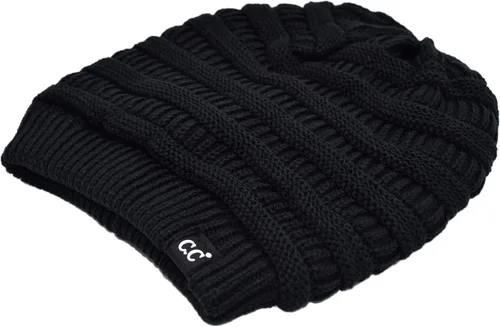 Miniatura 56 de C.C Winter Oversized Beanie Hat with Fuzzy Lining – Thick Knit Thermal Beanie for Cold Weather, Soft Warm Fleece Lined Cap