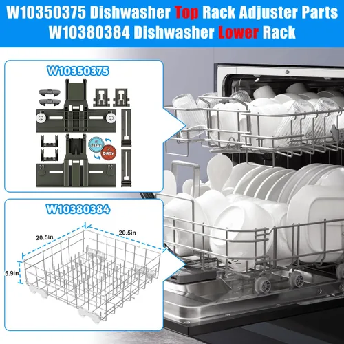 Miniatura 6 de Upgrade W10311986/W10380384 - Estante inferior para lavavajillas diseñado para Whirlpool Piezas de estante de lavavajillas WDT750SAHZ0 WDTA50SAHZ0