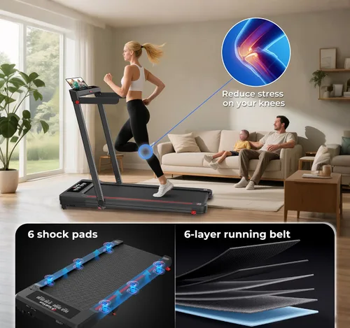 Miniatura 4 de SubSun Foldable Treadmill for Home, Portable Walking Pad with Handle, Manuall/Auto/No Incline, 2.5HP Treadmill with 265 Lbs, Black/White