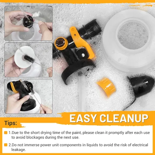 Miniatura 6 de Pulverizador de pintura HVLP de 700 W, pistola de pintura eléctrica, contenedor de alta capacidad de 40.6 fl oz, fácil de limpiar, 5 boquillas