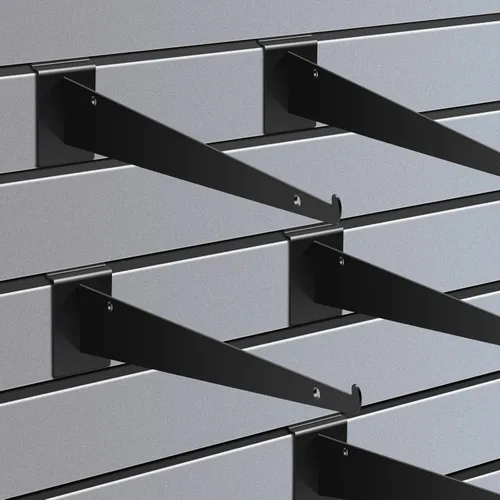 Miniatura 4 de Oudain Soporte de estante de listones de 12" con labio, soportes de pared de listones resistentes, accesorios de pared de listones flotantes en Negro