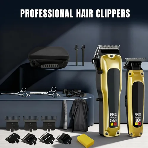 Miniatura 6 de Cortapelos profesionales para hombres, cortapelos inalámbricos para cortar el cabello, recortadora de espacio cero, juego de cortapelos