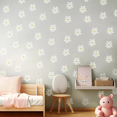 Miniatura 2 de EGD Calcomanías de margaritas para decoración de pared, calcomanías de pared con diseño floral I para guardería, decoración de pared para niña