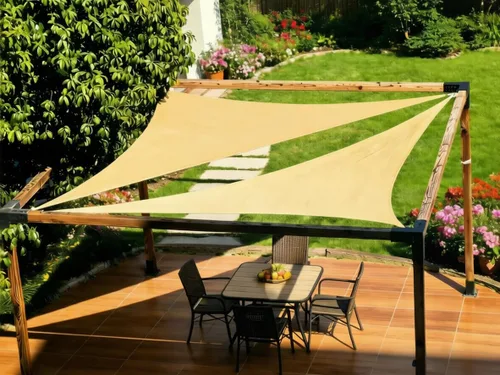 Miniatura 11 de Parasol triangular 12 x 12 x 12 pies, toldo estilo vela, bloqueador de UV para patio y exterior, de la marca LyShade, Azul cadete