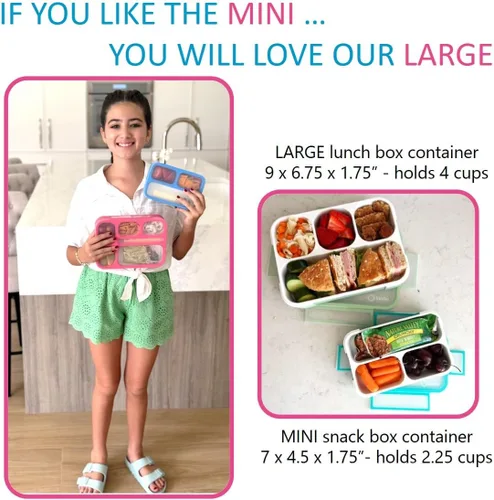 Miniatura 8 de Contenedor de aperitivos con purpurina para niños, mini lonchera Bento, pequeñas cajas a prueba de fugas para aperitivos y almuerzos de niñas Rosa