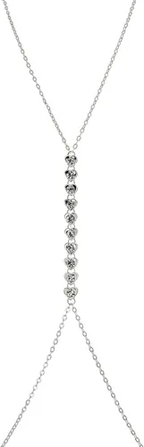 ELABEST Rhinestone Chest Chain Silver Glitter Crystal Cross Body Chain Jewelry Accessories for Women and Girls