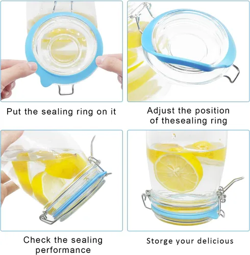 Miniatura 4 de 12 Piezas Juntas de Repuesto de Silicona para Frascos, Anillos de Sellado de Goma Herméticos para Frascos de Vidrio con Tapa de Clip, Anillos de Azul