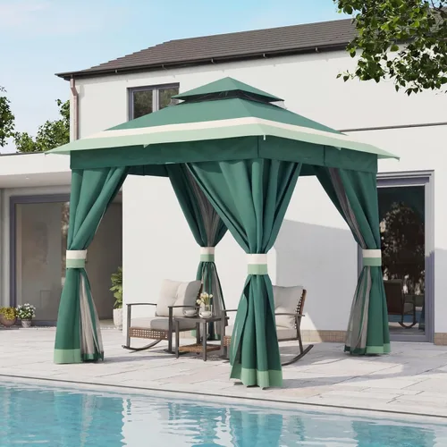 Miniatura 39 de LAUSAINT HOME 8'x8' Outdoor Gazebo, Metal Frame Heavy Duty Patio Canopy Tent Shelter with Double Roofs, Mosquito Nettings and Privacy Screens for