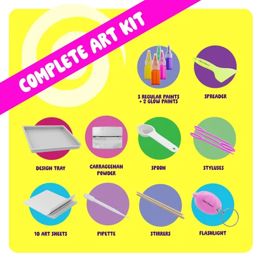 Miniatura 3 de Dan&Darci Kit de pintura de mármol que brilla en la oscuridad para niños, juego de arte de pintura de mármol de agua para niños y niñas de 6, 7, 8