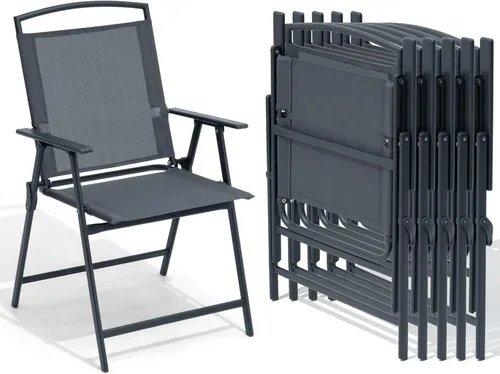 Miniatura 10 de Crestlive Products Juego de 4 sillas plegables para patio, paquete de 4, sillas de comedor al aire libre con reposabrazos para campamento, playa