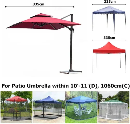Miniatura 2 de cjc Paraguas de patio M-osquito red con puerta con cremallera, pantalla de malla de poliéster, altura de diámetro ajustable, para patio al aire