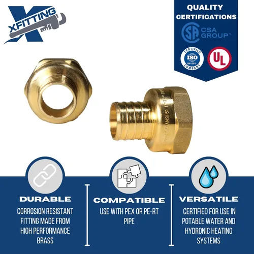 Miniatura 4 de XFITTING 1 pulgada Pex x 1 pulgada Adaptador Femenino NPT, 23-4-3=2X, 2 Piezas