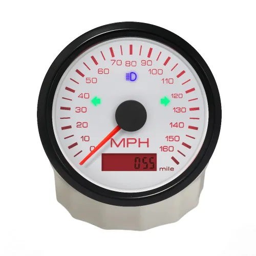 Miniatura 9 de ELING Medidor de velocidad automático universal 0-200 MPH GPS Velocímetro ajustable odómetro alarma de sobrevelocidad 85MM 12V 24V con Negro+Negro