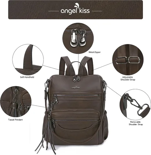 Miniatura 3 de Bolsos mochila monedero de piel sintética para mujer, bolsas con zíper, mochilas de hombro casuales