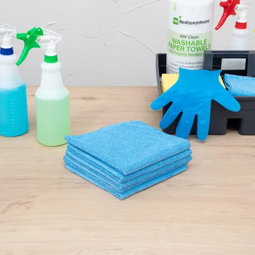 Miniatura 3 de Restaurantware Clean Tek - Paños de limpieza profesionales de 16 x 16 pulgadas, 10 toallas de microfibra sin pelusas, altamente absorbentes, no Azul