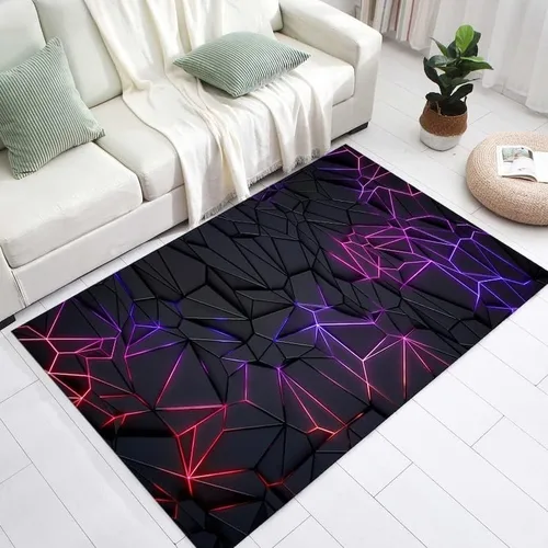 Miniatura 2 de Alfombra de sala de juegos, alfombra de deportes electrónicos, alfombra de aspecto neón, alfombra colorida, alfombra de juegos, alfombra morada