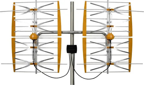 Televes 108381 Antena BOSS Mix HDTV de 8 bahías, amplificada de alto alcance VHF/UHF con preamplificador TForce incorporado, diseño giratorio de