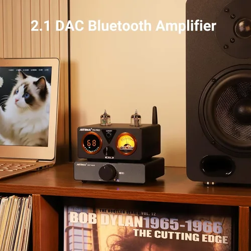 Miniatura 5 de AIYIMA Amplificador Bluetooth T9 PRO de 200W Amplificador de Potencia Digital HiFi Clase D Canal 2.0/2.1 Amplificador DAC de Tubo de Vacío